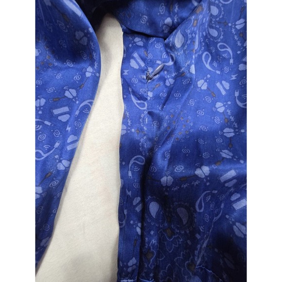 SOI PARIS Dress Surplice Neck Paisley Geometric Blue Cupro Rayon SZ EU 42 US L - Picture 9 of 12